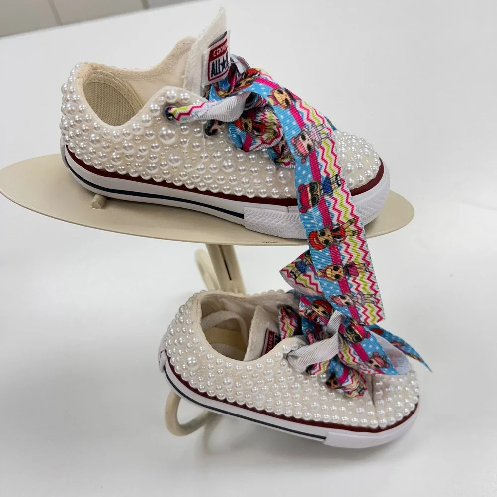 Converse Chuck Taylor All Star Baby Pearl Custom LOL Surprise Ribbon  7.5